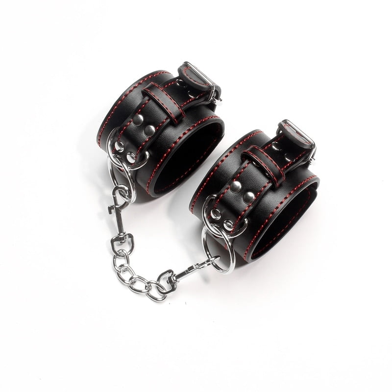 Leather Metail Heart Sex Handcuffs Ankle Cuffs and Collar Slave Bdsm Bondage Set Sex Toys for Couples Erotic Womens Lingerie - Image 5