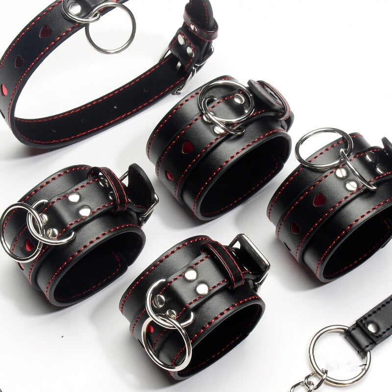 Leather Metail Heart Sex Handcuffs Ankle Cuffs and...