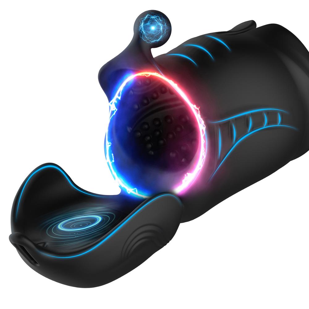 Male masturbation Penis Exercise Massage Stimulation Cock Sex Toys for Men Vibrator USB Charging Silicone Masturbator Adult Shop