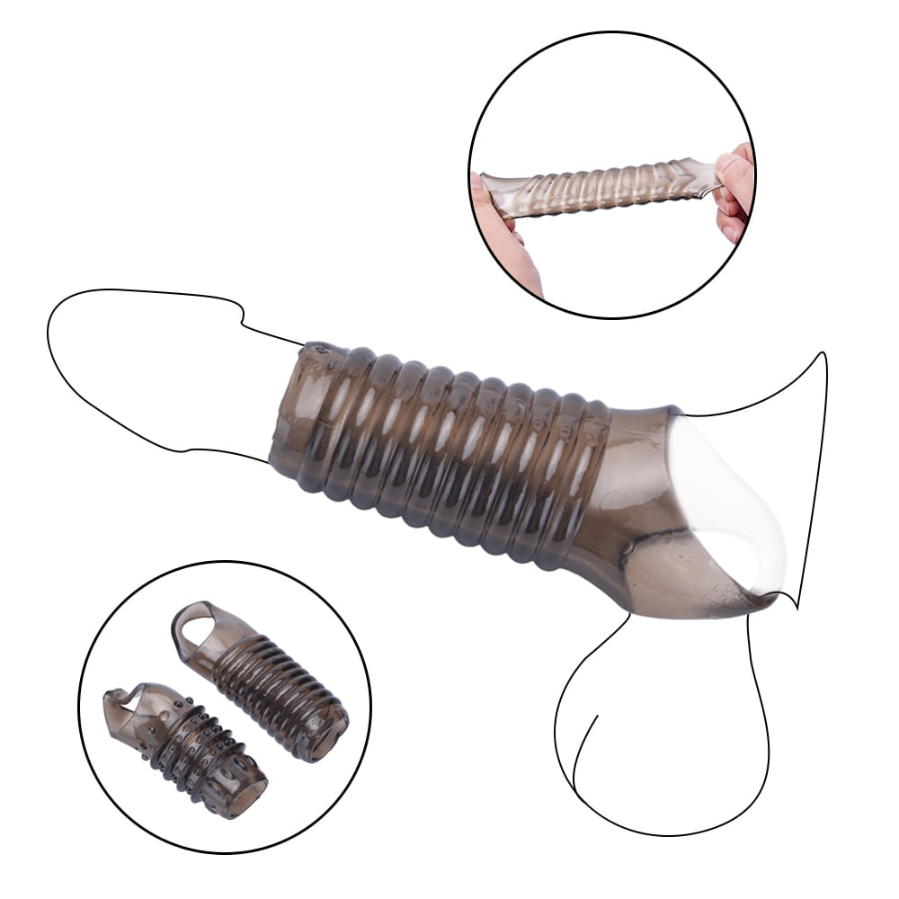 Silicone Reusable Penis Sleeve Flexible Glans Penis Enlarger Extender Delay Ejaculation Cock Ring Sleeve Adult Sex Toys For Men