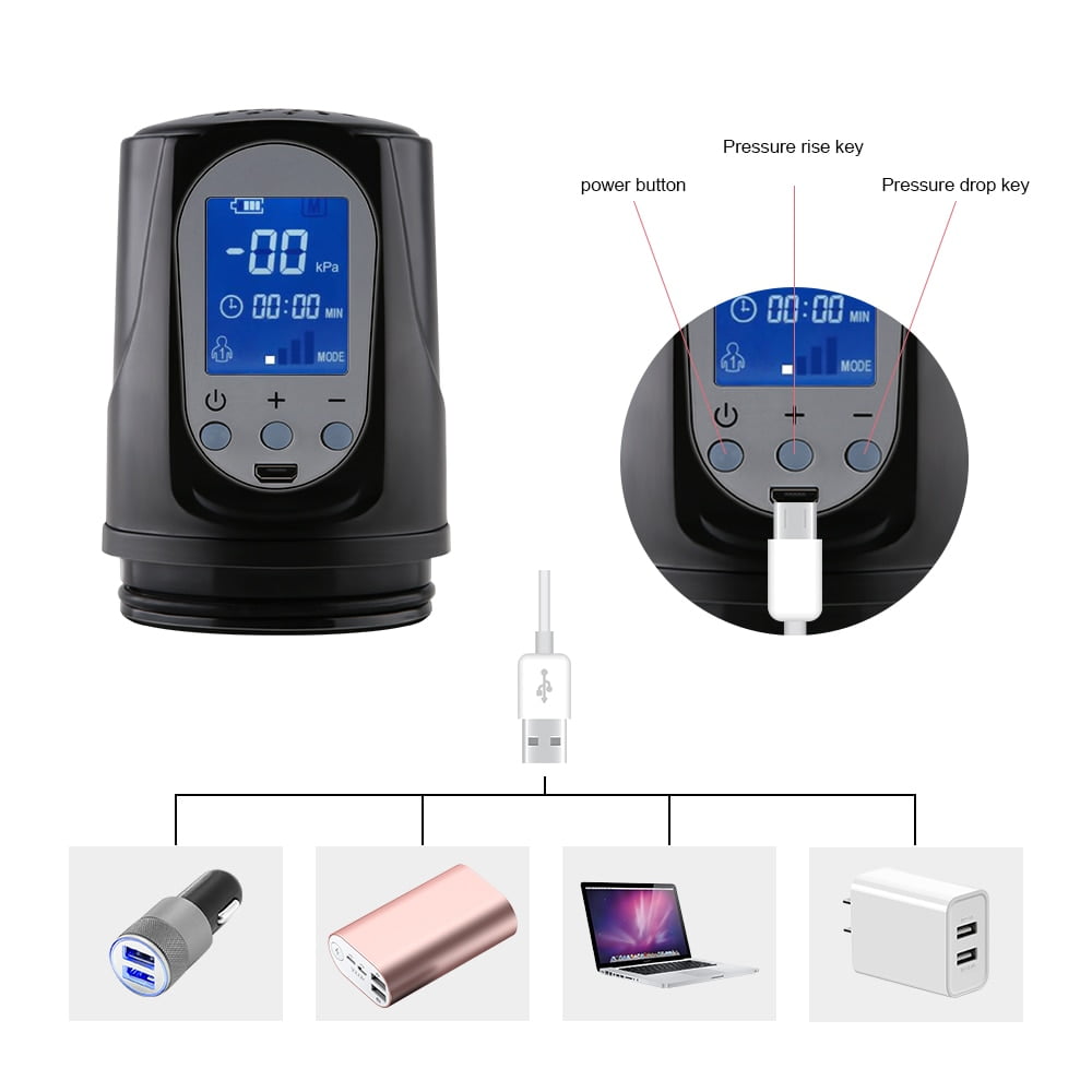 Penis Pump Vibrator Enlargerment Vacuum Pump Erection Electric USB Automatic Penis Enlargement Cock Extender For Men Sex Toys