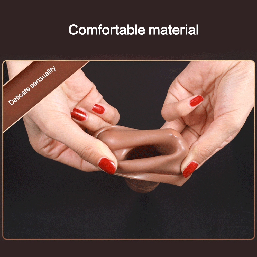 Reusable Penis Enlargement Sleeve Rings Penis Cock Extender Silicone Penis Condom Sex Toy For Men Cock Enlarger Penis Attachment