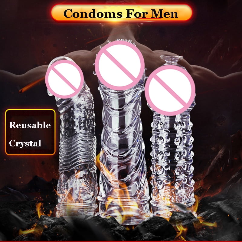 Soft TPE Transparent Penis Enlargement Condoms for men Penis Extension Sleeves For Adults Intimate Goods Reusable Condom
